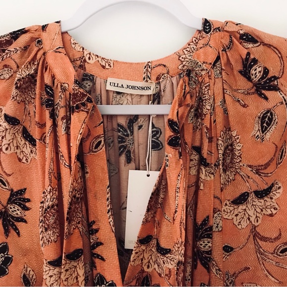 ULLA JOHNSON Primrose Puff Sleeve Tiered Midi Dress - Picture 3 of 13